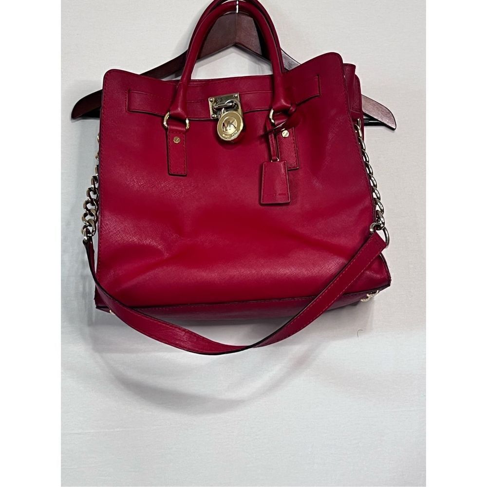 Michael Kors lipstick red and gold oversized purse